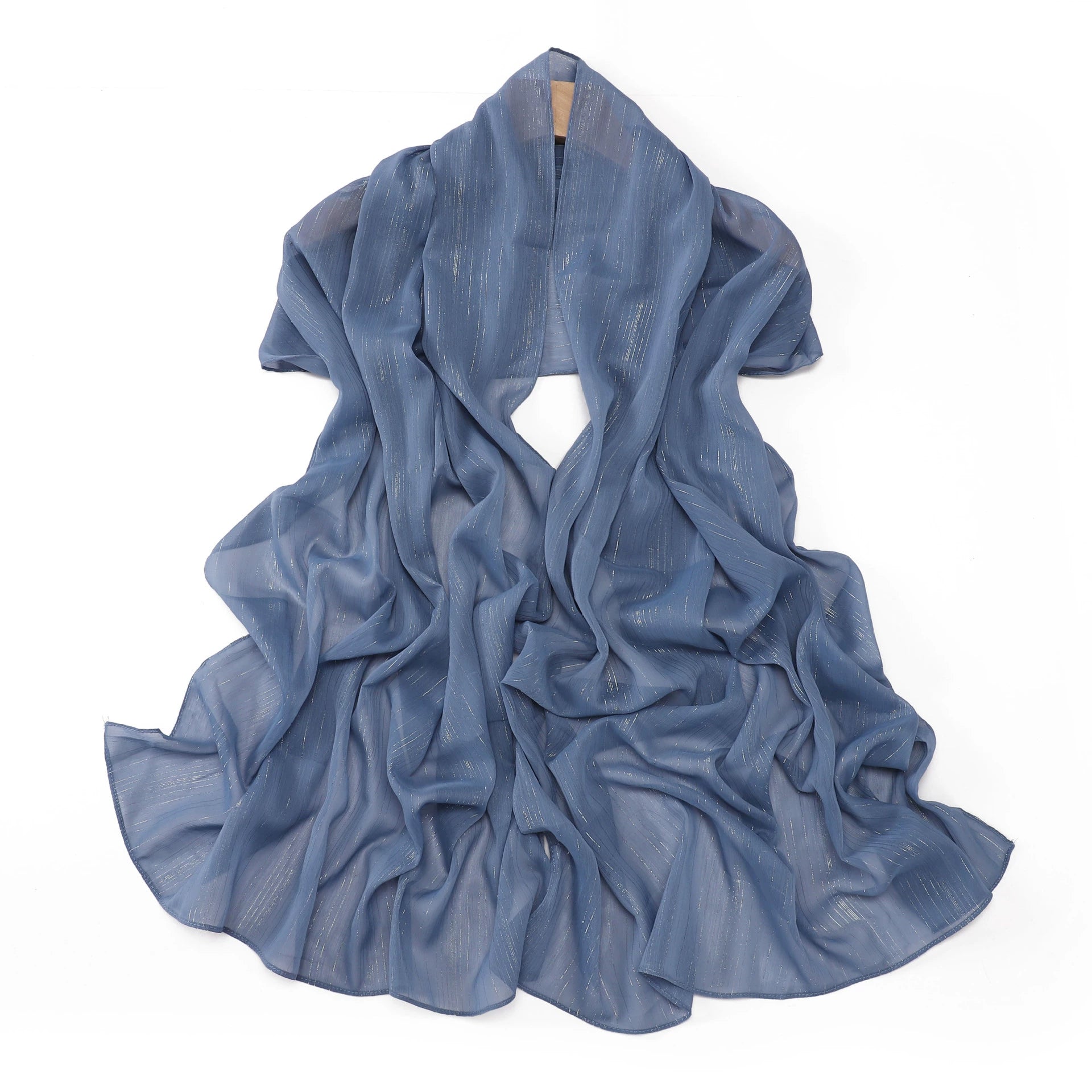 Cross-border Live Broadcast New Chiffon Silver Pleated Long Scarf Hui Scarf Middle East Africa Headscarf Can Change DIY