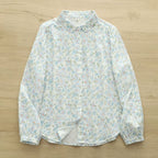 2025 New Autumn Clothing Japanese Style Sweet Floral Pure Cotton Double-Layer Cotton Gauze Shirt Women's Long-Sleeved Hidden Button Cotton Gauze Shirt