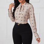 Stylish and chic tops with unique and exquisite polka dot tie-front high-end shirts, available for cross-border trade in Europe and America.
