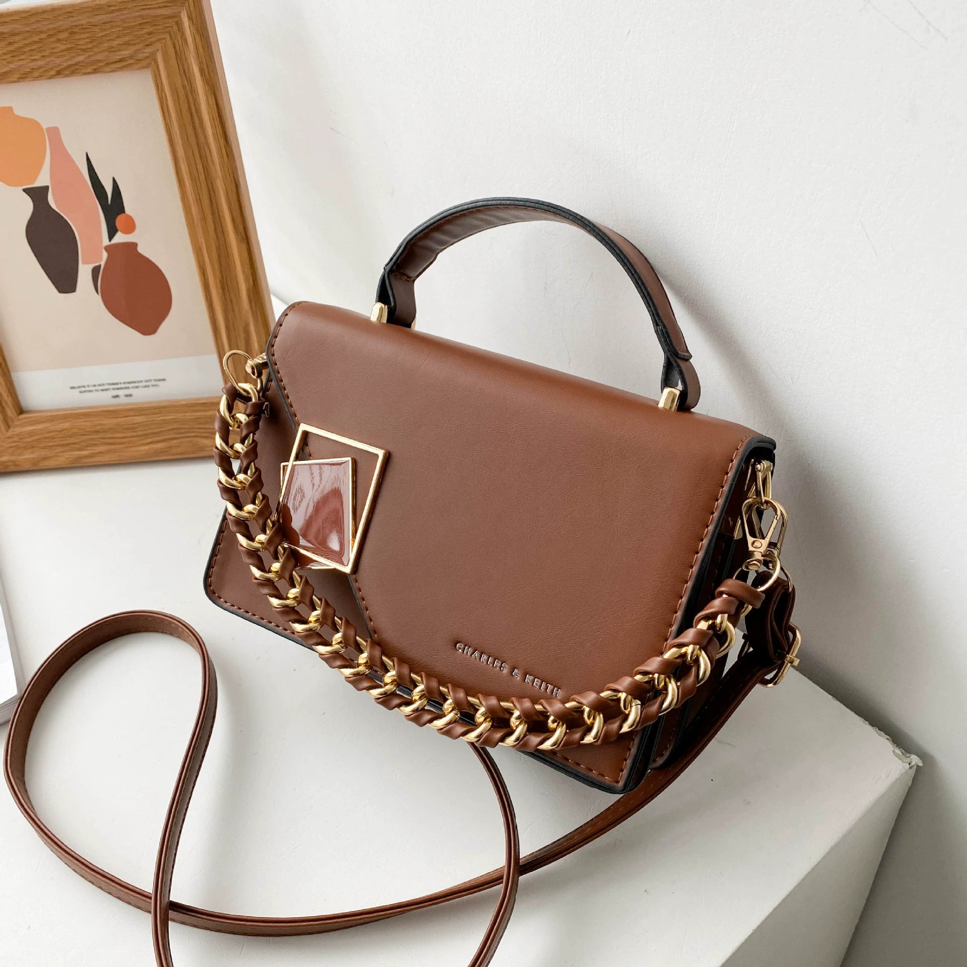 Cross-Border Export Women's Bag 2025 New Chain Shoulder Crossbody Bag Fashionable Versatile Handheld Small Square Bag Bags Wholesale