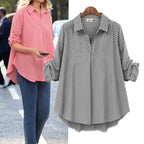 Aliexpress Amazon 2020 Export Autumn New European and American Plus Size Women's Long-sleeved Tops Loose Plaid Shirts