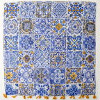 Scarf Thin Foreign Trade Cross-border Export Silk Scarves Spring and Summer Color Bohemian Blue Window Flower Bali Yarn Tassel Shawl