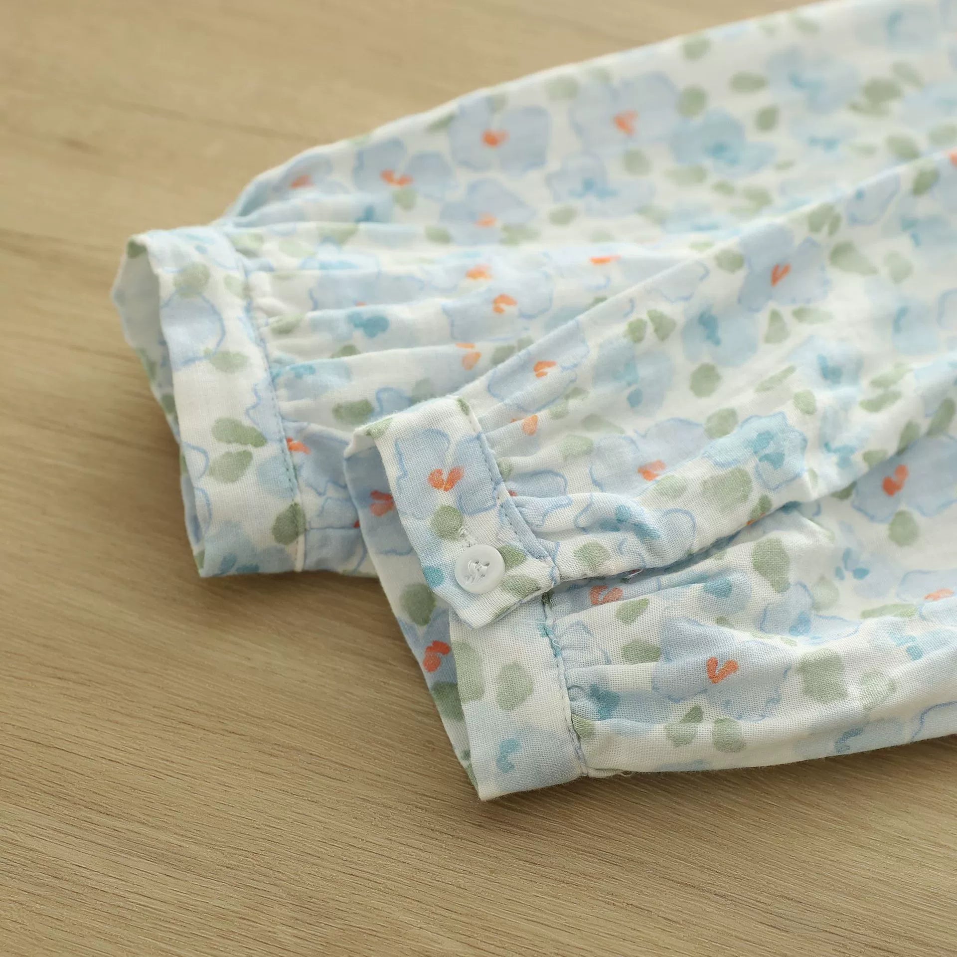 2025 New Autumn Clothing Japanese Style Sweet Floral Pure Cotton Double-Layer Cotton Gauze Shirt Women's Long-Sleeved Hidden Button Cotton Gauze Shirt
