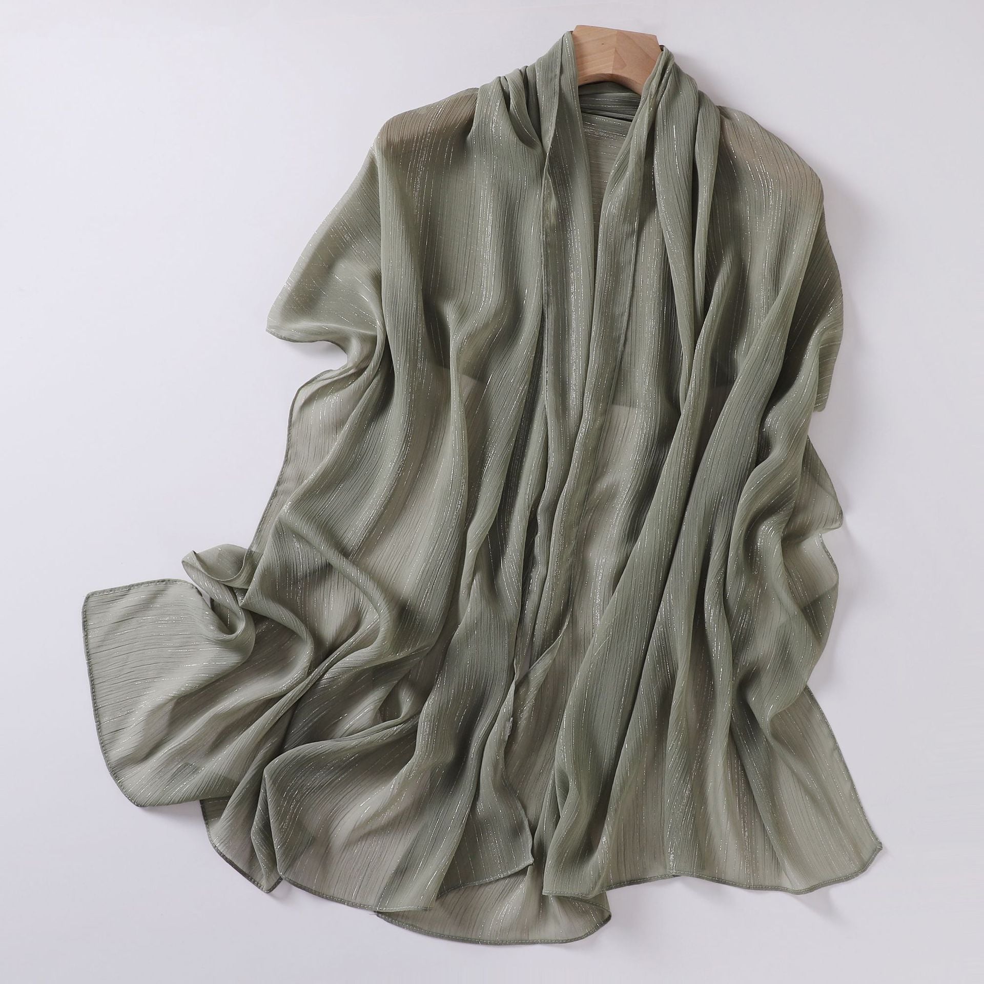 Cross-border Live Broadcast New Chiffon Silver Pleated Long Scarf Hui Scarf Middle East Africa Headscarf Can Change DIY