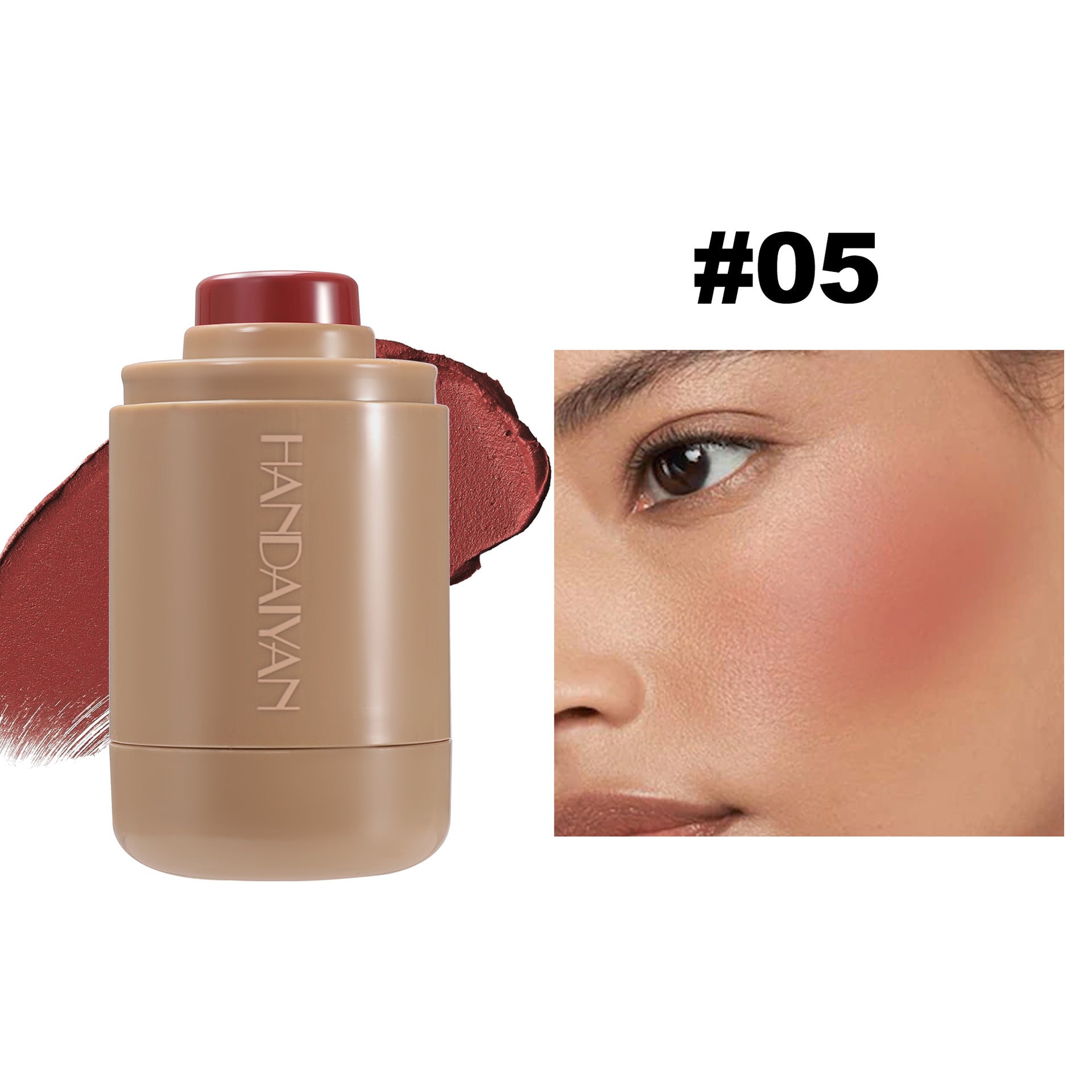 Cross-Border Blush Stick for Natural Contouring 6-Color Matte Handaiyan Portable Lip and Cheek Blush Stick